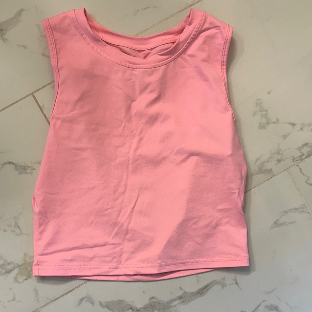 Pink Sleeveless Zyia workout crop top